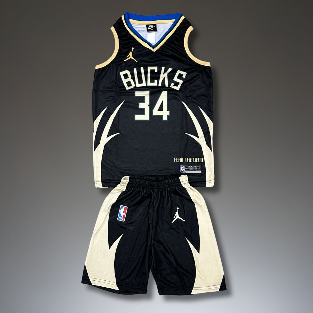 Dětská basketbalová souprava, černá, Milwaukee Bucks, Antetekounmpo