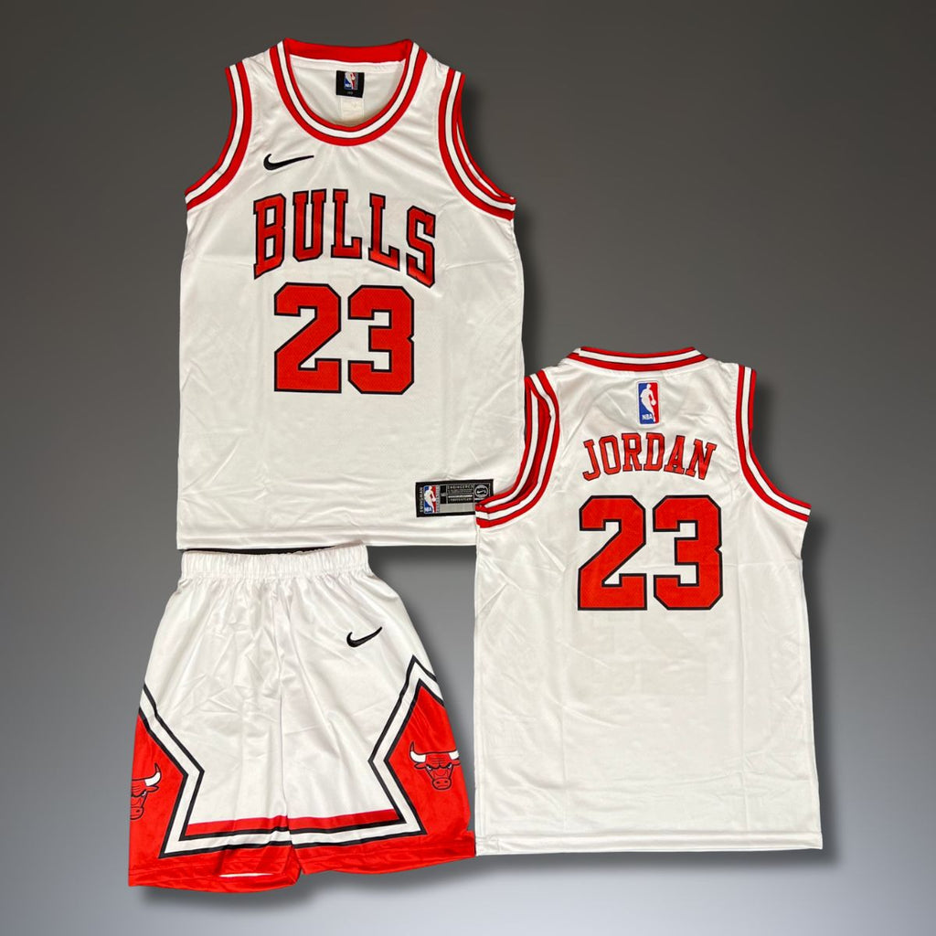 Dětská basketbalová souprava, bílá, Chicago Bulls, Jordan