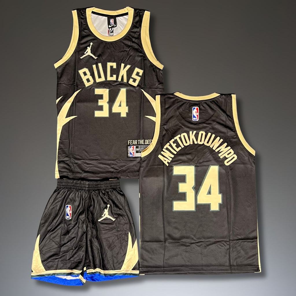Dětská sada na basketbal, černá, Milwaukee Bucks, Antetokounmpo
