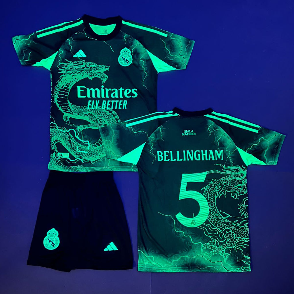 Dětská fluorescenční souprava Real Madrid, Bellingham. Neonová zelený drak edice 2025