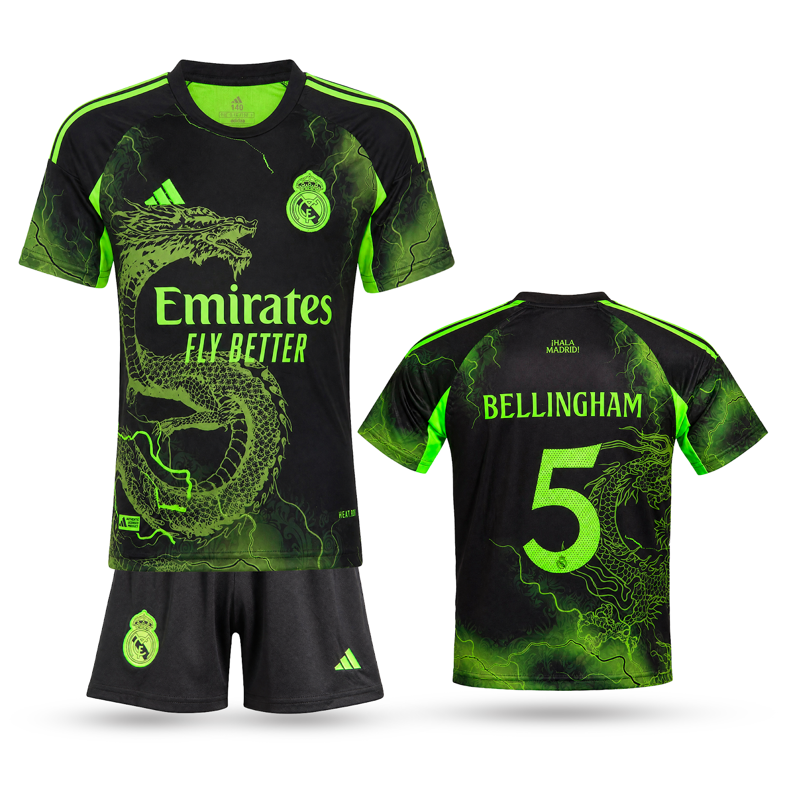 Dětská fluorescenční souprava Real Madrid, Bellingham. Neonová zelený drak edice 2025