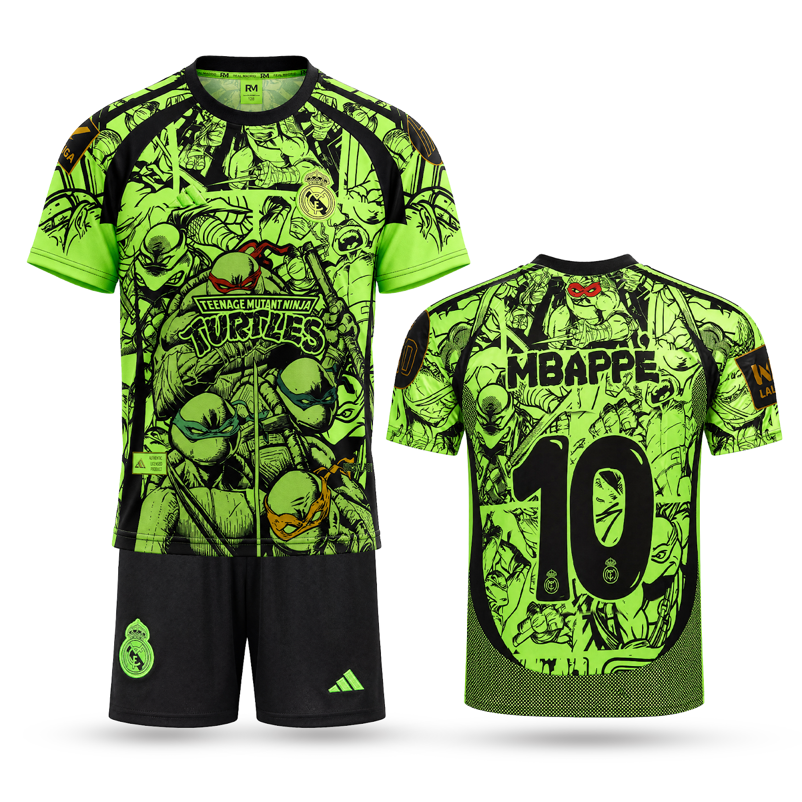 Dětská fluorescenční souprava Real Madrid, Mbappe. Neonová Ninja Turtles edice 2025