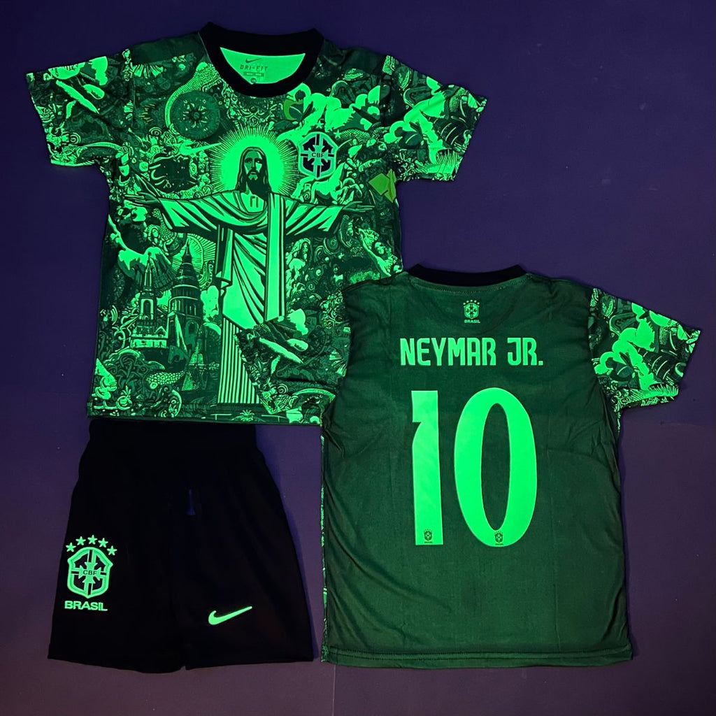 Dětská fluorescenční souprava Brazílie, Neymar. Neonově zelená edice 2025