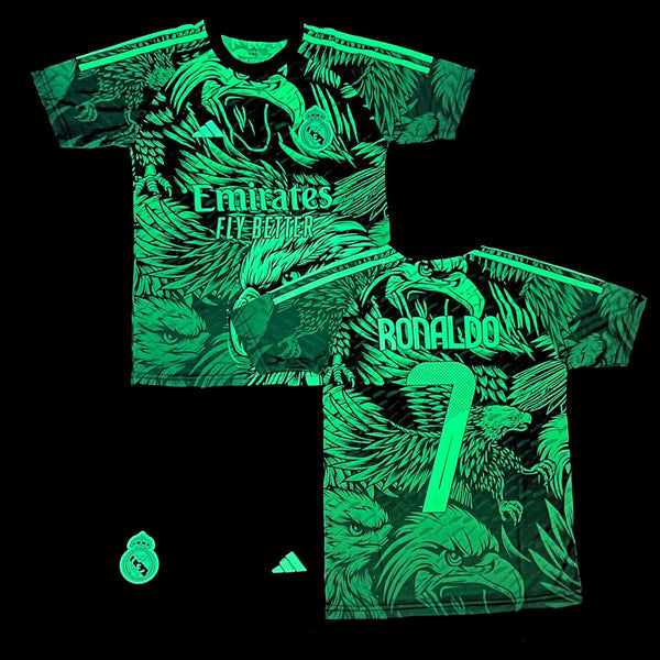 Dětská fluorescenční souprava Real Madrid, Ronaldo. Neonově zelená orlí edice