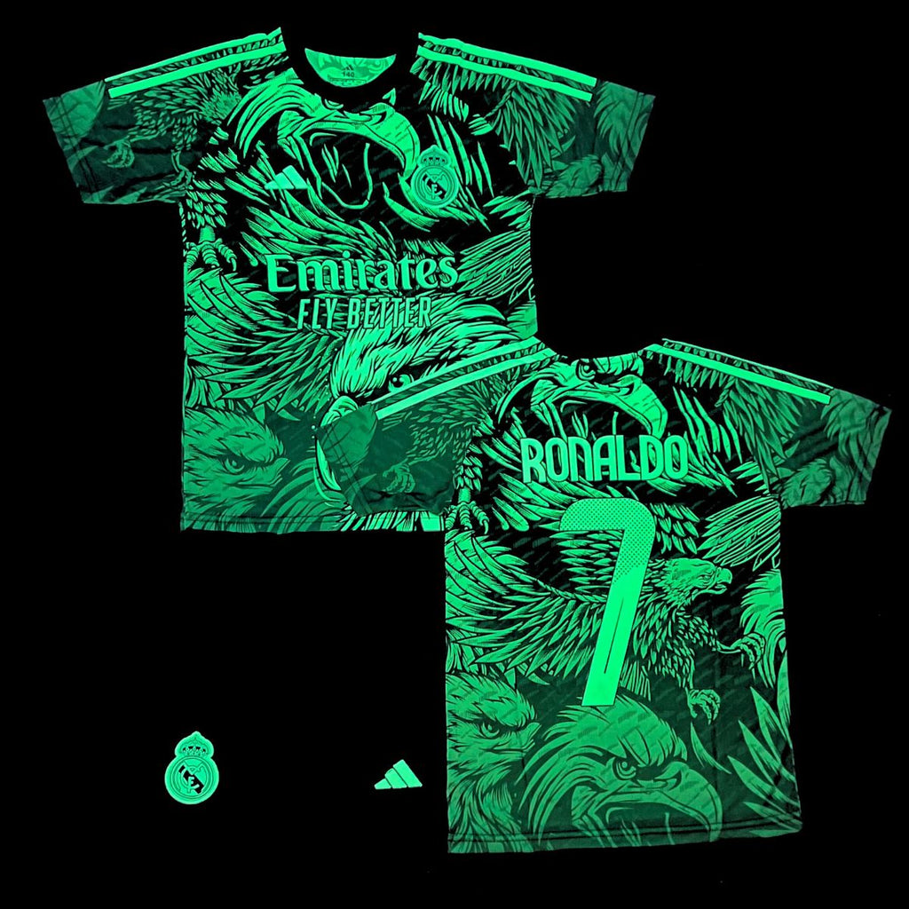 Dětská fluorescenční souprava Real Madrid, Ronaldo. Neonově zelená orlí edice