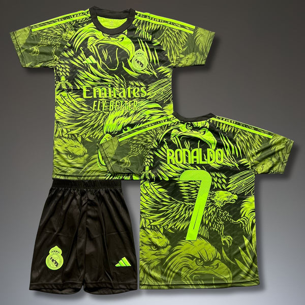 Dětská fluorescenční souprava Real Madrid, Ronaldo. Neonově zelená orlí edice