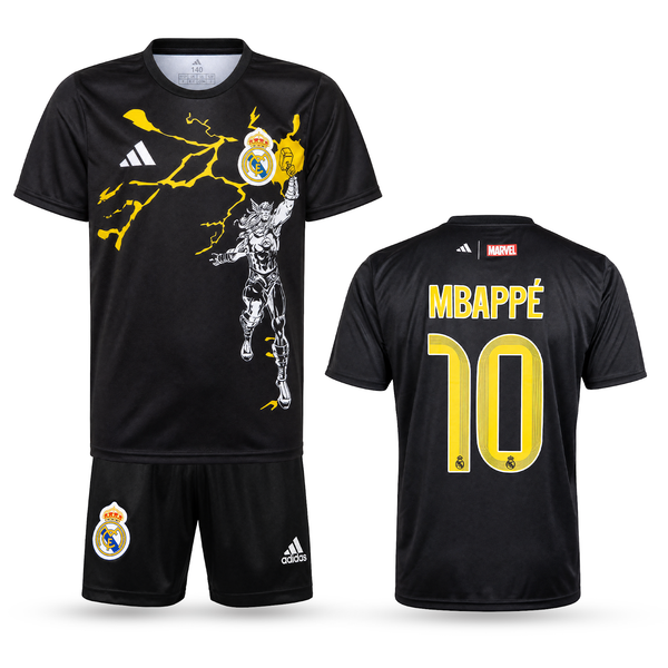 Real Madrid Dětský Thor Edition Fotbalový Komplet, Mbappé. Black, Černý