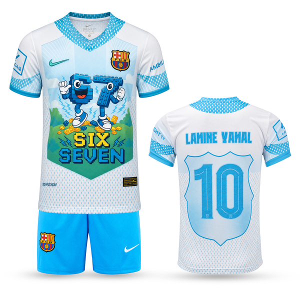 Barcelona Dětský Fotbalový Komplet, Jamal. Six Seven Edition, Světle Modrý