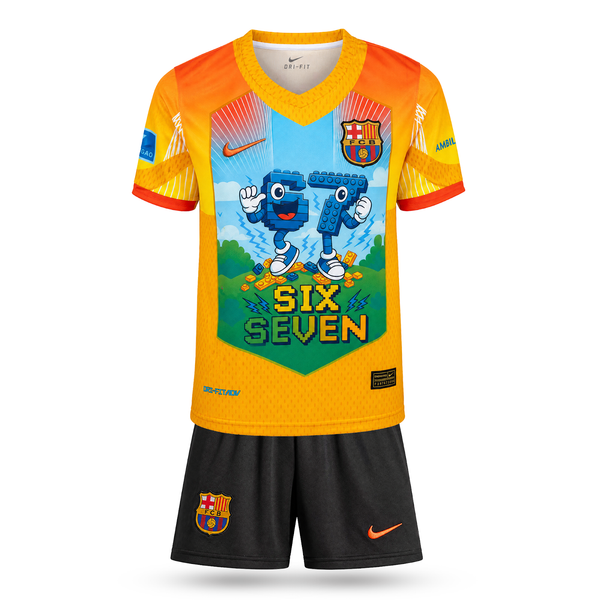 Barcelona Dětský Fotbalový Komplet, Yamal. Six Seven Edition, Oranžový
