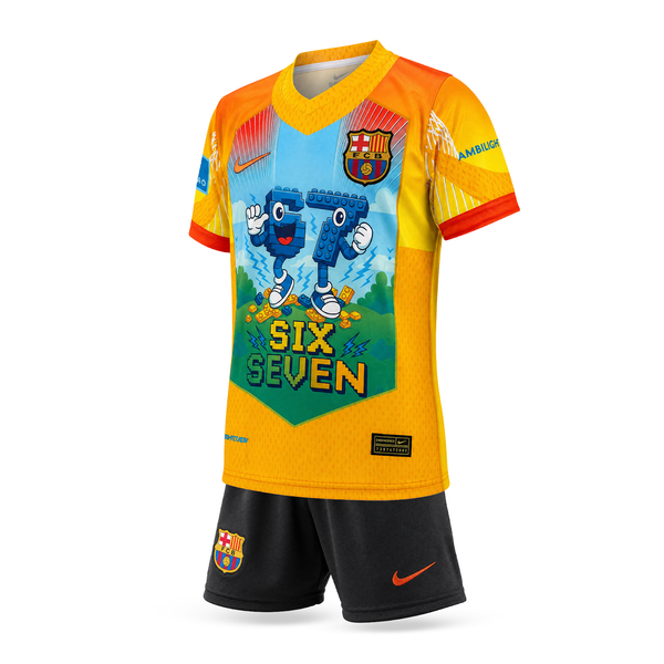 Barcelona Dětský Fotbalový Komplet, Yamal. Six Seven Edition, Oranžový