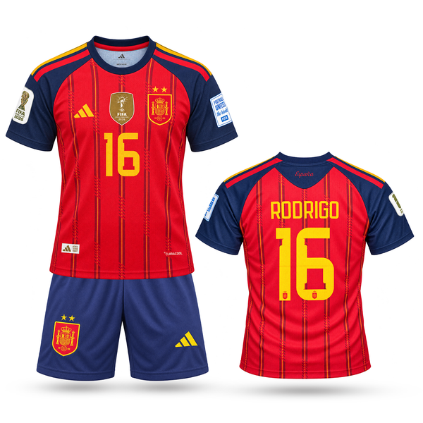 Španělsko Dětský Fotbalový Komplet, Rodri. World Cup 2026
