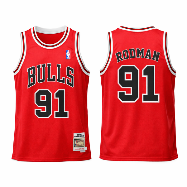 Chicago Bulls Pánský Retro Basketbalový Dres, Rodman. Hardwood Classics, Červený