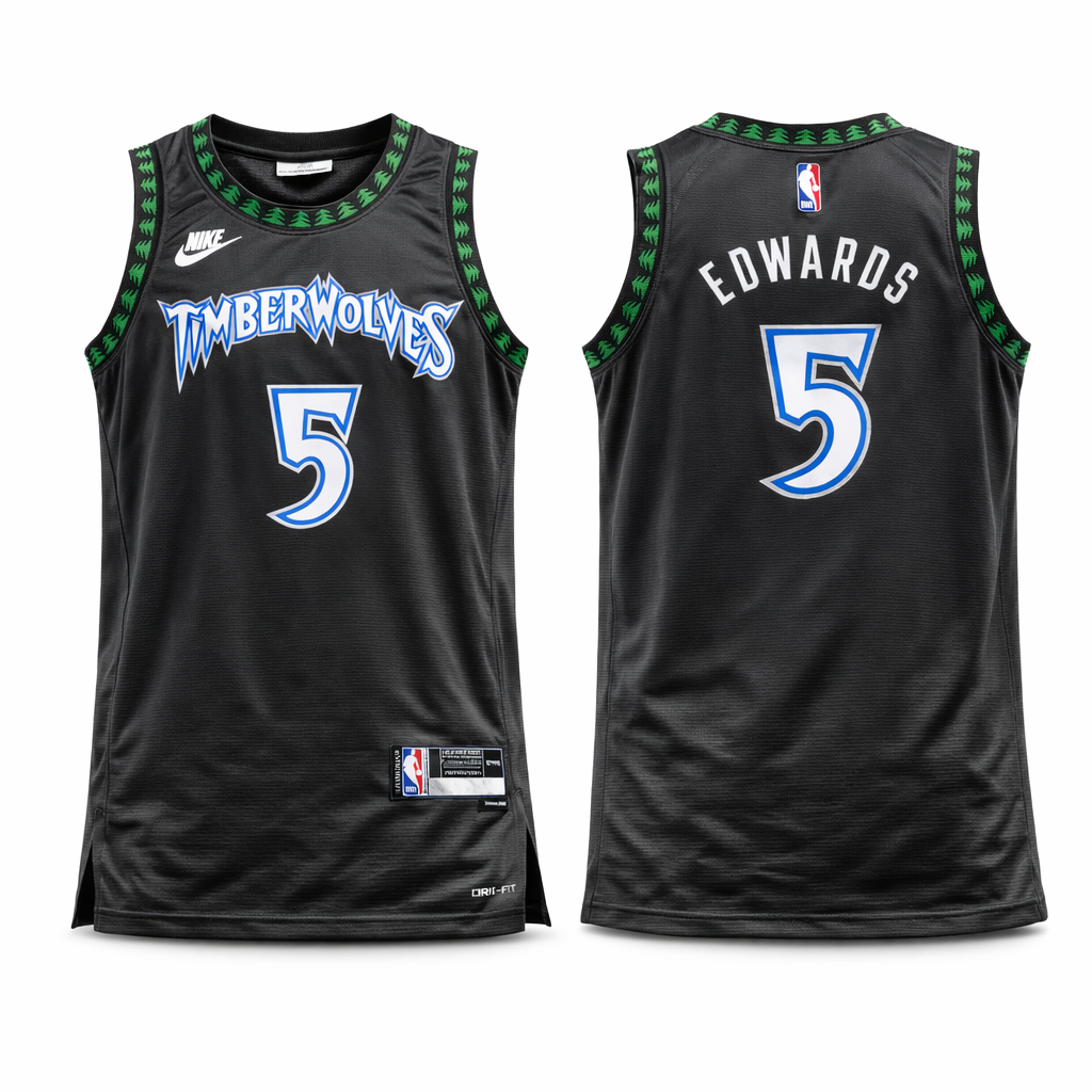Minnesota Timberwolves Pánský Retro Basketbalový Dres, Edwards. Retro Hardwood Classics, Tmavě Modrý