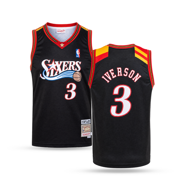 Philadelphia Sixers Pánský Retro Basketbalový Dres, Iverson. Hardwood Classics, Černý