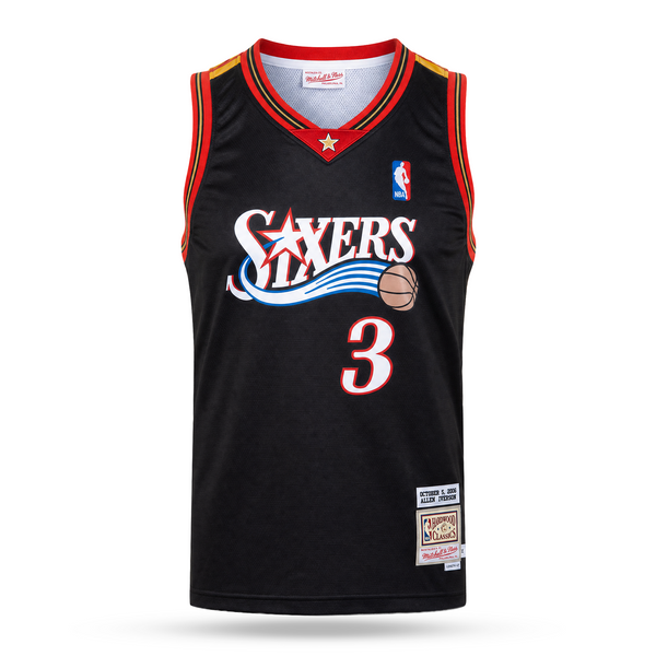 Philadelphia Sixers Pánský Retro Basketbalový Dres, Iverson. Hardwood Classics, Černý
