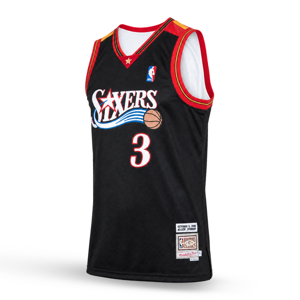 Philadelphia Sixers Pánský Retro Basketbalový Dres, Iverson. Hardwood Classics, Černý