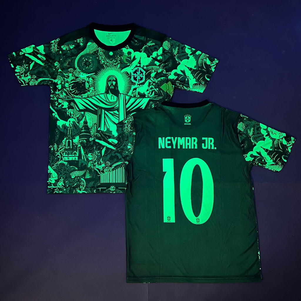 Pánský fluorescenční dres Brazílie, Neymar. Neonově zelená edice 2025