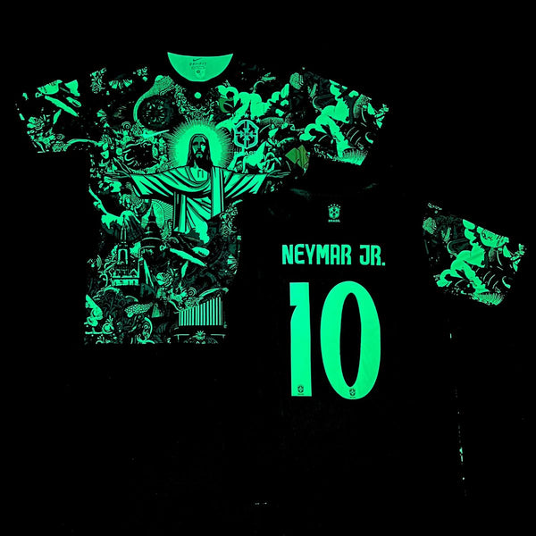 Pánský fluorescenční dres Brazílie, Neymar. Neonově zelená edice 2025