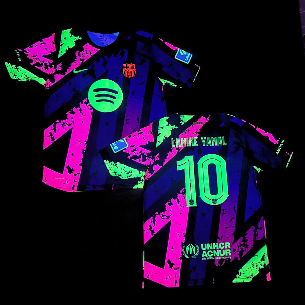 Pánský fluorescenční dres Barcelona, Yamal. Barevná neonová edice